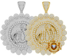 Big Jumbo 3.75'' Real Sterling Silver Allah God Muslim Pendent Charm Medallion