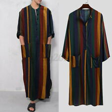 Men Muslim Clothing Thobe Long Sleeve Islamic Jubba Saudi Thobe Kaftan Dress Top