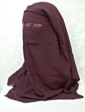 Egyptian 3 Layer Niqab Long GRAPE PURPLE Veil Muslim Korean Chiffon Burqa Hijab