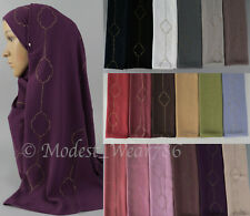 Premium Quality Chiffon Gold Rhinestones Hijab Scarf Shawl Muslim Headcover