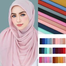 Women's Chiffon Scarf Muffler Solid Color Muslim Hijab Head Scarves Wraps Shawls