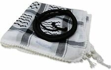 Black/White w/Agal Palestinian Arab Muslim Islam Prayer Shawl Arafat Head Scarf