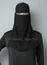 Saudi Style Muslim Women Single Layer One Piece Niqab Face Veil Black