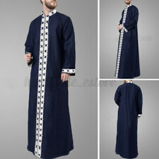 US STOCK Men’s Muslim Kaftan Long Sleeve Saudi Jubba Diahdash Islamic Arab Thobe